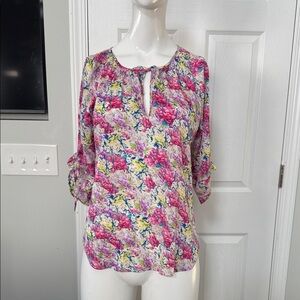 Yumi Kim Pink and Yellow Floral Blouse